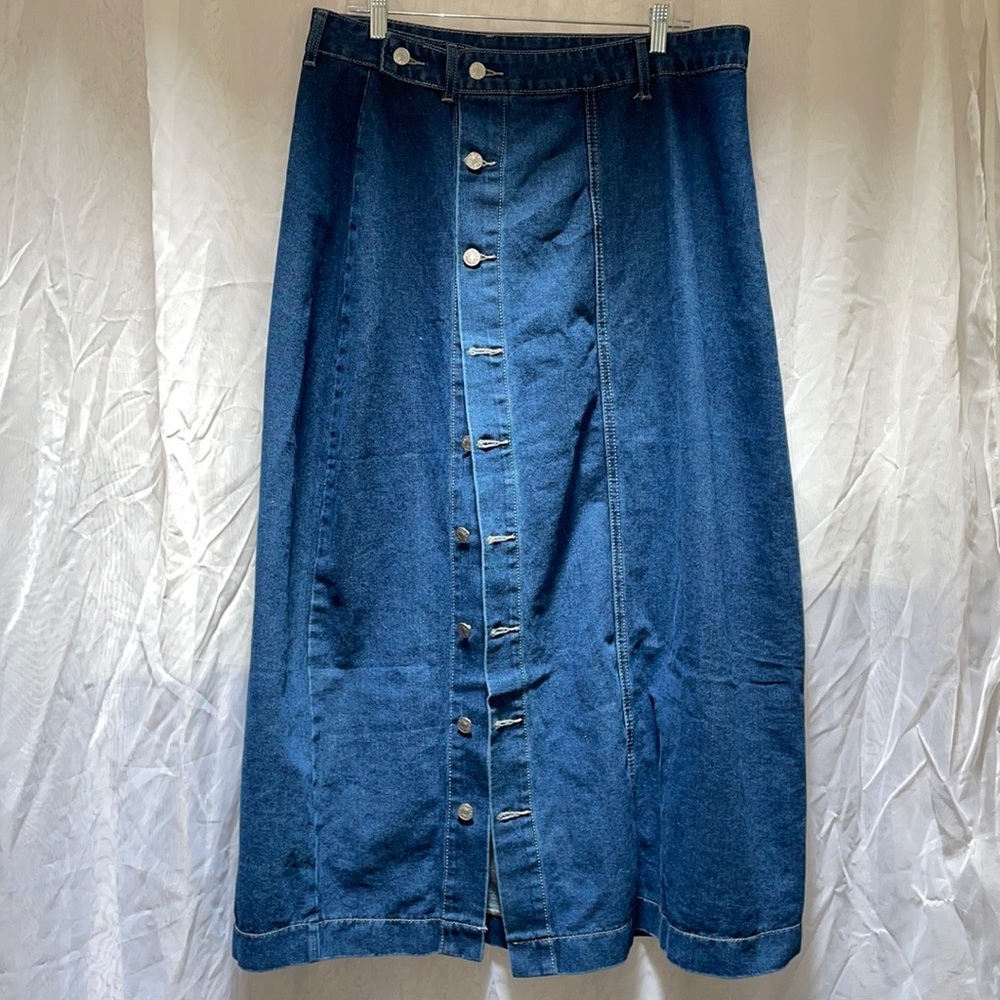 High Waist Button Down Denim Skirt